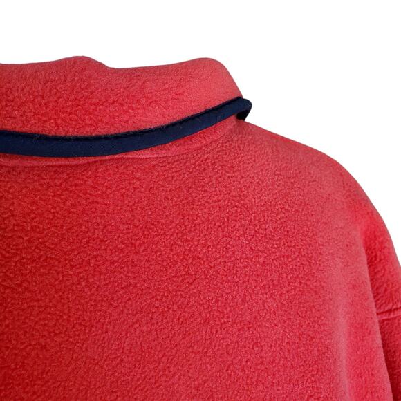 Vintage L. L. Bean Coral Pink 1/4 Snap Pullover Fleece Jacket Pockets Sz Medium - Picture 10 of 12